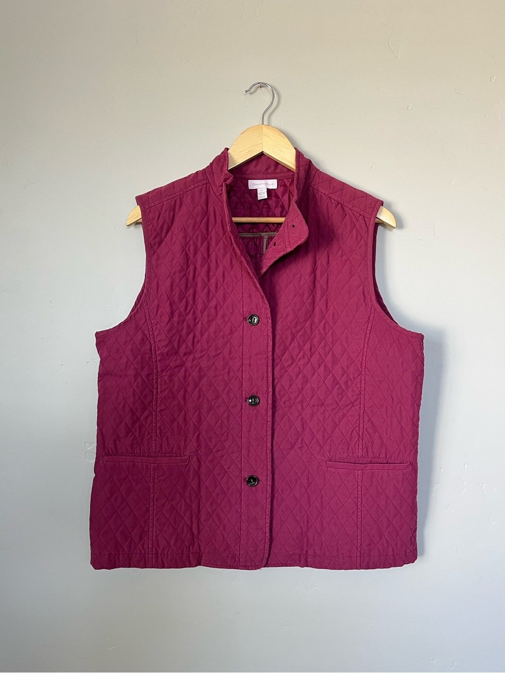 Charter Club | Plum Quilted Button Down Vest